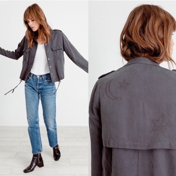 Rails Rowen Military Jacket Dark Grey with Star Embroidery - Picture 1 of 12